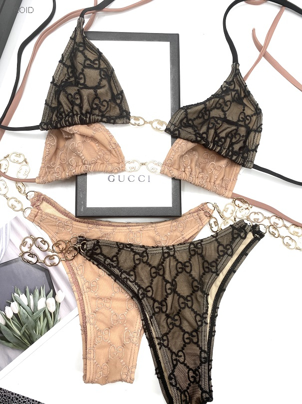 Gucci Women Bikini With Chain Lace Bikini Set Girl Swimwear Designer